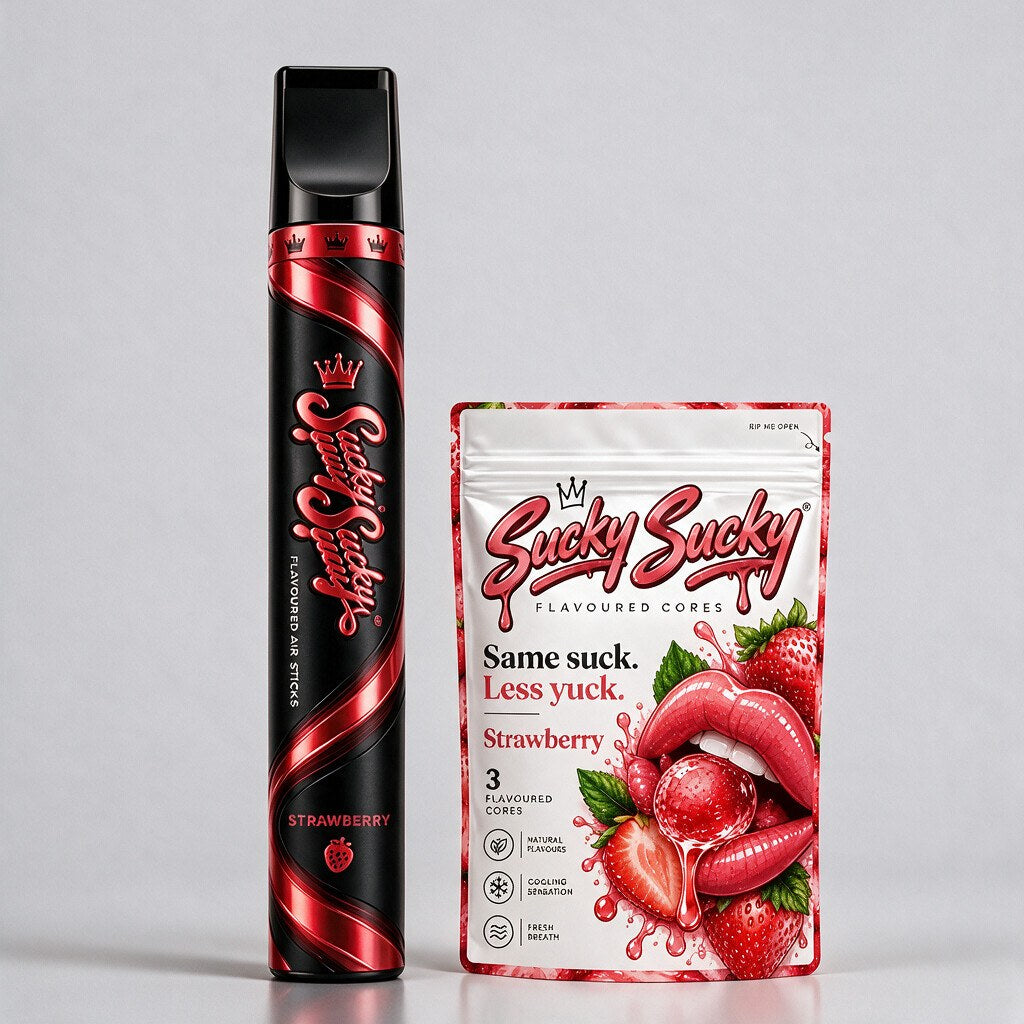 Sucky Sucky device and flavoured cores pouch