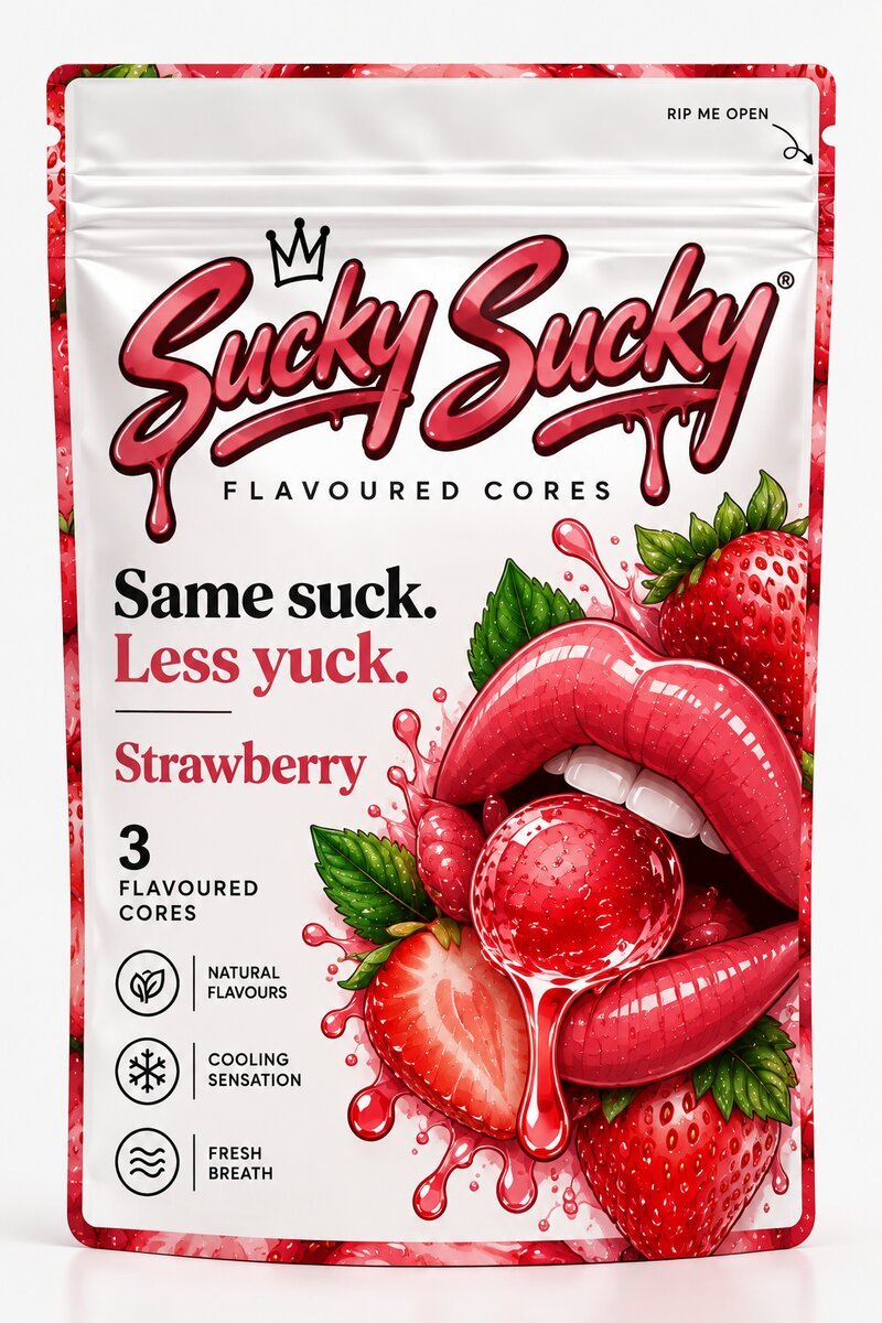 Strawberry flavoured cores pouch